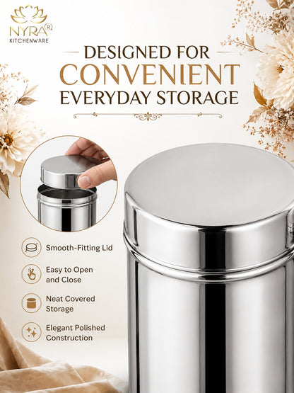 Stainless-Steel Deep Storage Box/Containers/Dibba/Dabba - Set of 3pcs.