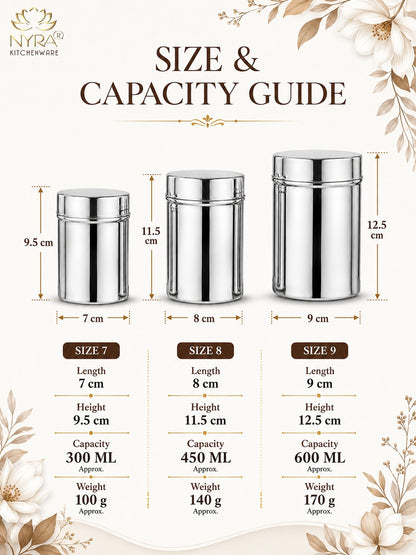 Stainless-Steel Deep Storage Box/Containers/Dibba/Dabba - Set of 3pcs.