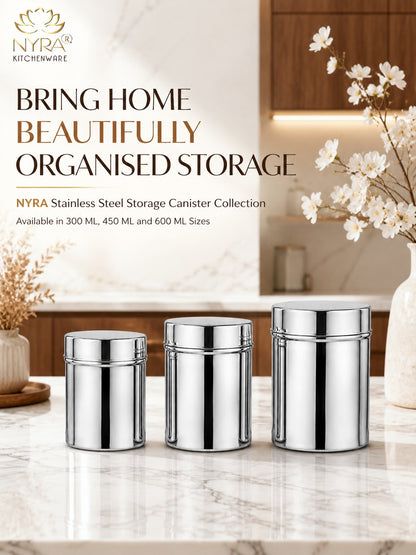 Stainless-Steel Deep Storage Box/Containers/Dibba/Dabba - Set of 3pcs.