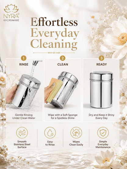 Stainless Steel Cylindrical Deep Storage Containers - Set of 8pcs.