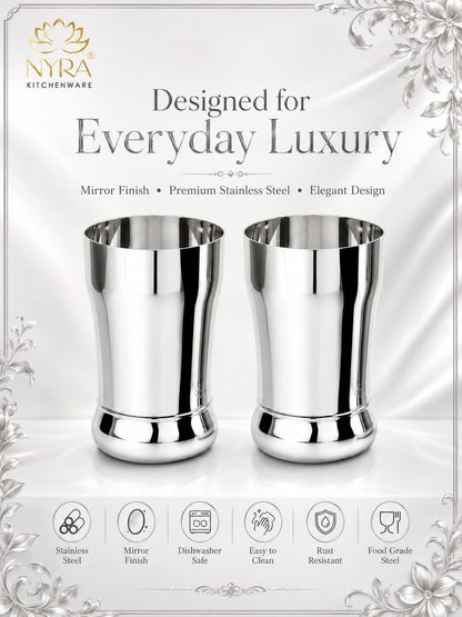 Stainless Steel Glass/Tumbler Set – Premium Quality, Heavy Gauge, 400ML Drinkware Set