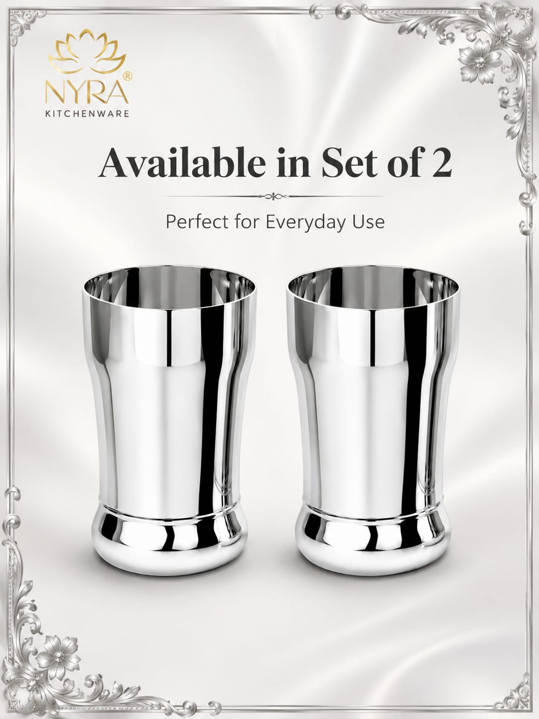 Stainless Steel Glass/Tumbler Set – Premium Quality, Heavy Gauge, 400ML Drinkware Set
