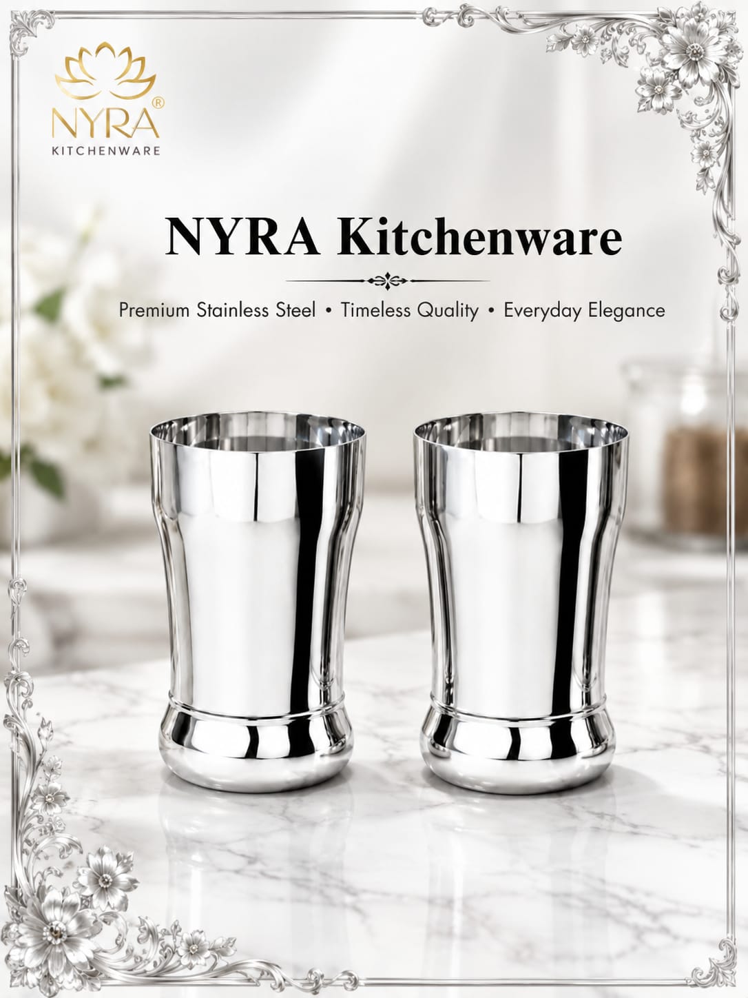 Stainless Steel Glass/Tumbler Set – Premium Quality, Heavy Gauge, 400ML Drinkware Set
