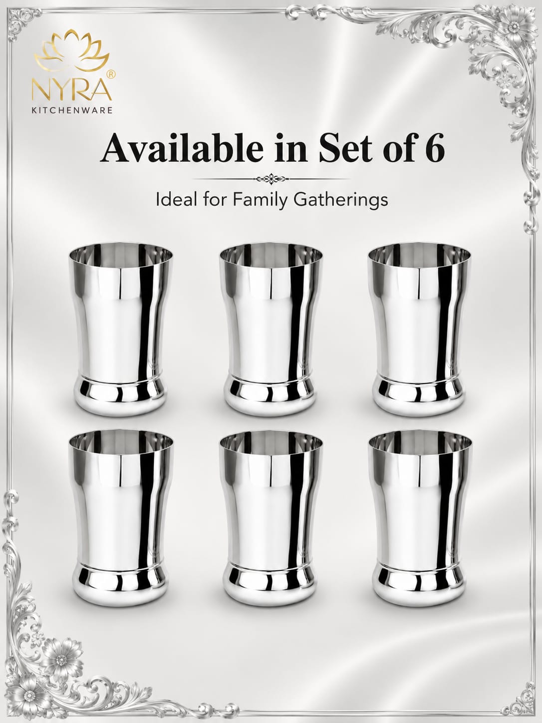 Stainless Steel Glass/Tumbler Set – Premium Quality, Heavy Gauge, 400ML Drinkware Set