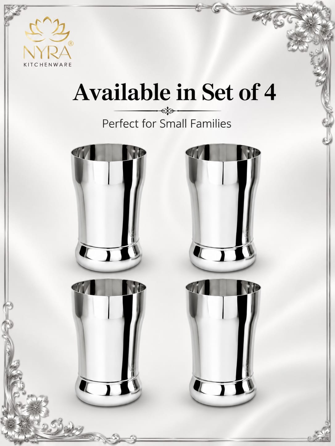 Stainless Steel Glass/Tumbler Set – Premium Quality, Heavy Gauge, 400ML Drinkware Set