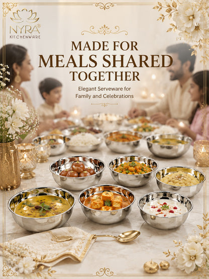 Stainless Steel Bowl Set | Versatile Katori for Desserts, Soups, and Serving