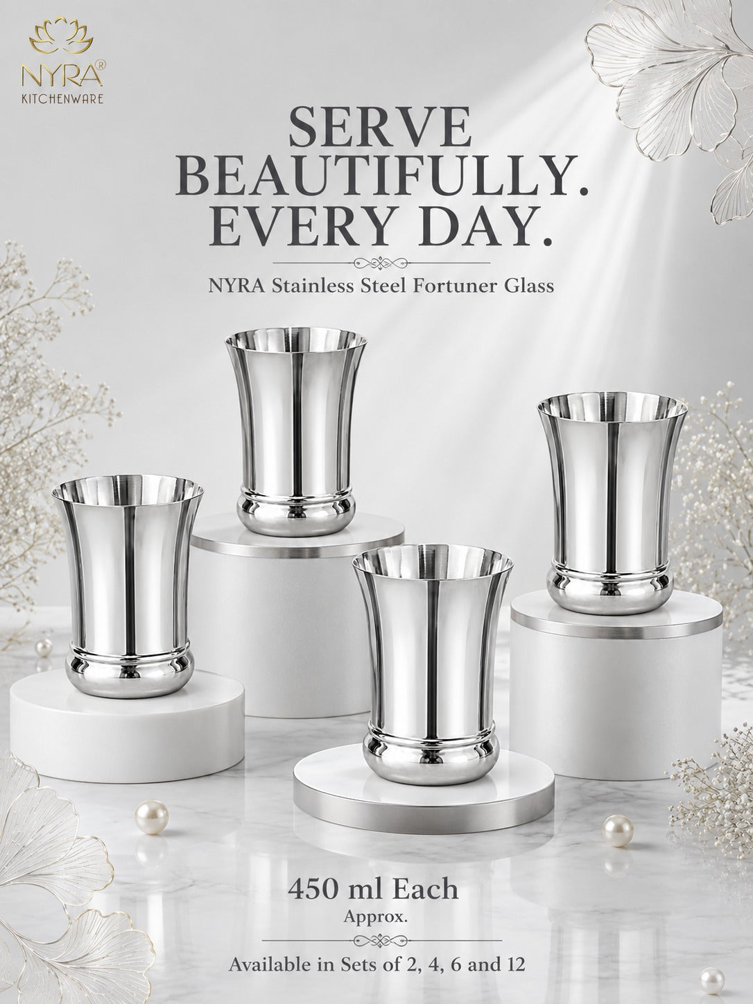 Elegant Stainless Steel Glass Set - Durable Modern Drinkware Set