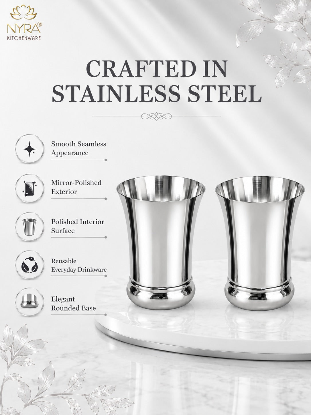 Elegant Stainless Steel Glass Set - Durable Modern Drinkware Set