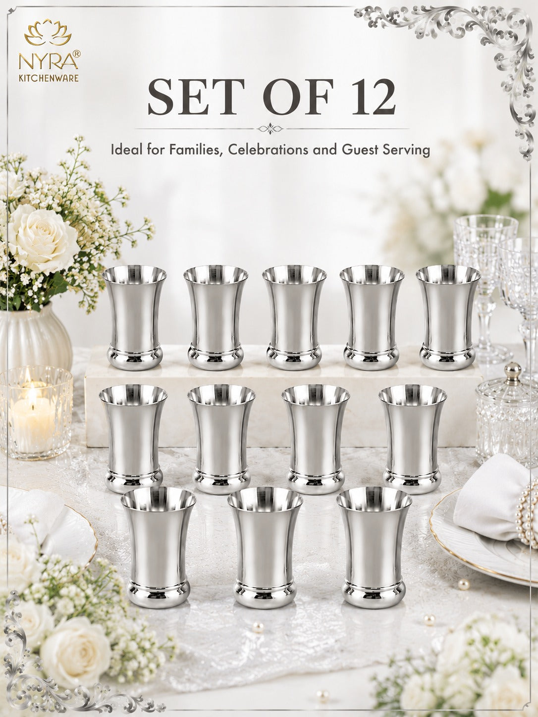 Elegant Stainless Steel Glass Set - Durable Modern Drinkware Set