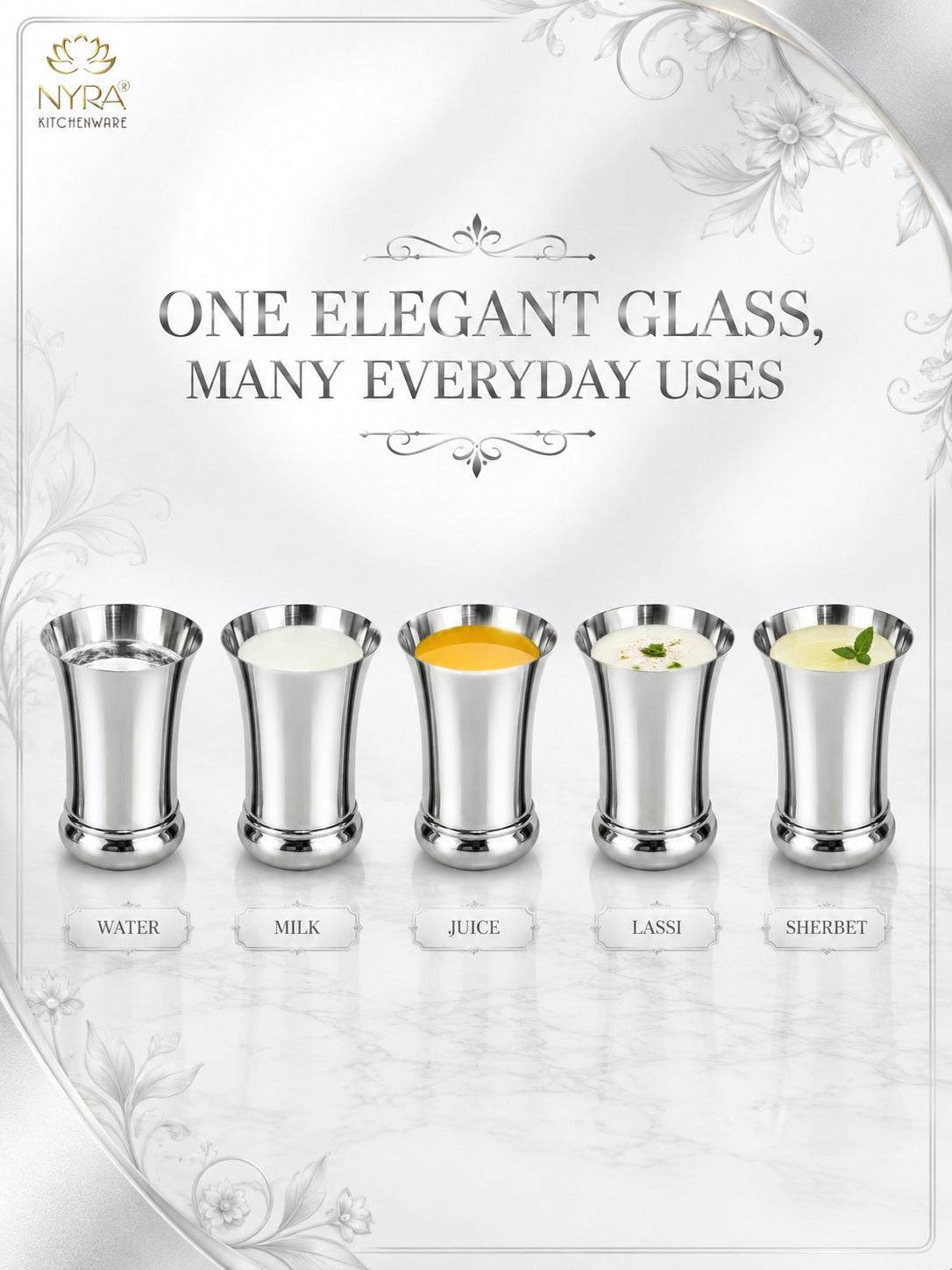 Elegant Stainless Steel Glass Set - Durable Modern Drinkware Set
