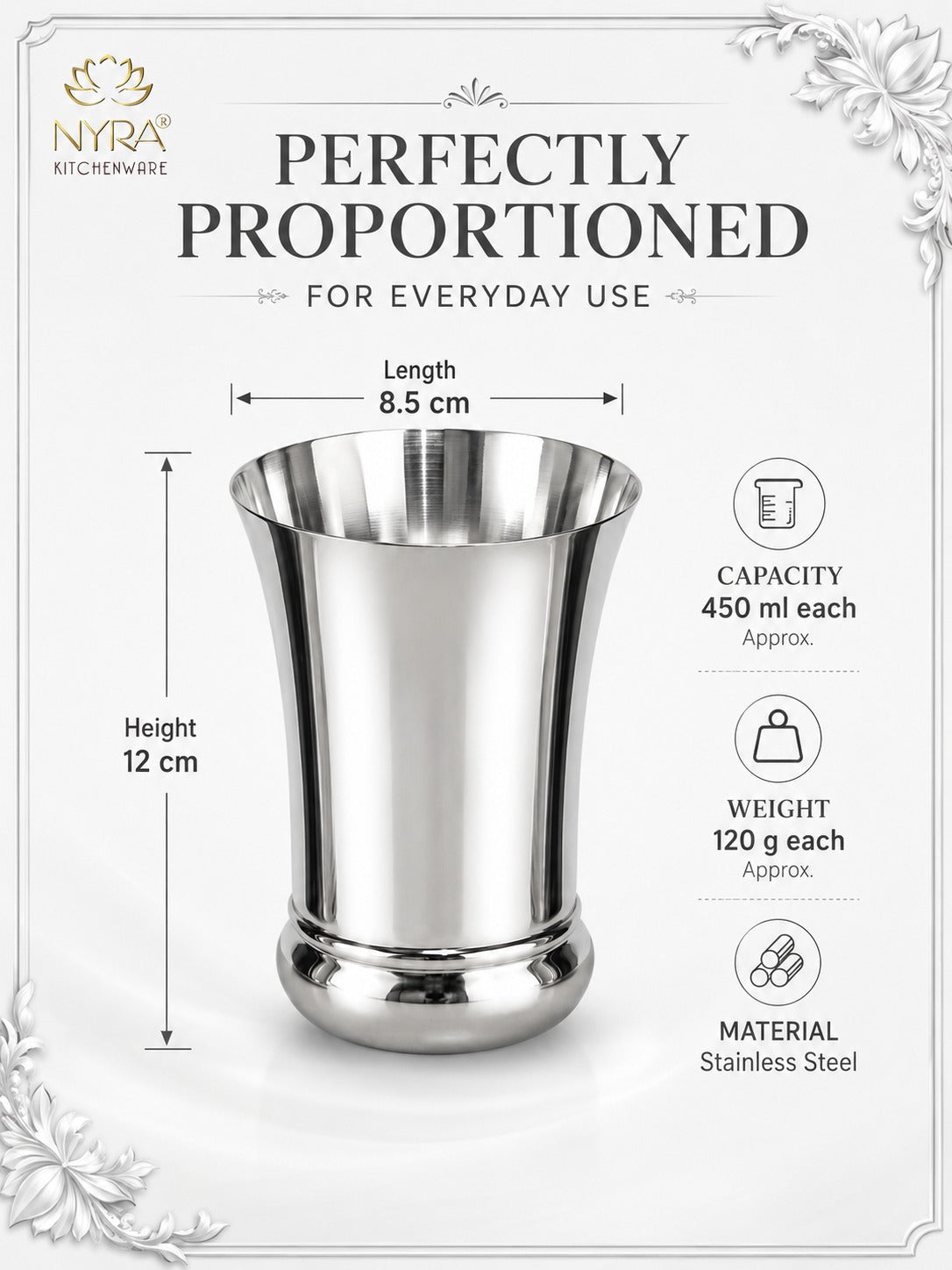 Elegant Stainless Steel Glass Set - Durable Modern Drinkware Set