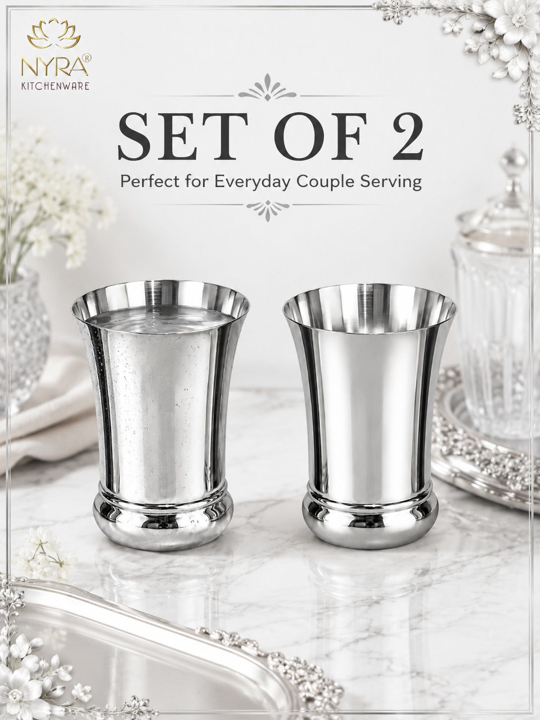 Elegant Stainless Steel Glass Set - Durable Modern Drinkware Set