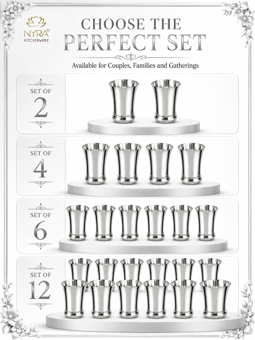 Elegant Stainless Steel Glass Set - Durable Modern Drinkware Set