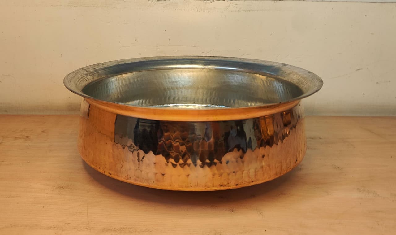 Premium Hammered Copper Lagan/Cooking Pot with Kalai/Tin Coating