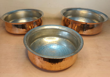 Premium Hammered Copper Lagan/Cooking Pot with Kalai/Tin Coating