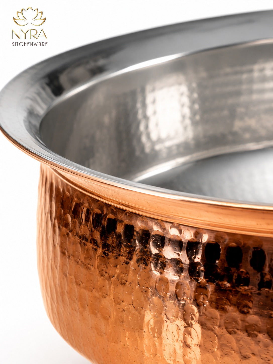 Premium Hammered Copper Lagan/Cooking Pot with Kalai/Tin Coating