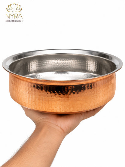 Premium Hammered Copper Lagan/Cooking Pot with Kalai/Tin Coating
