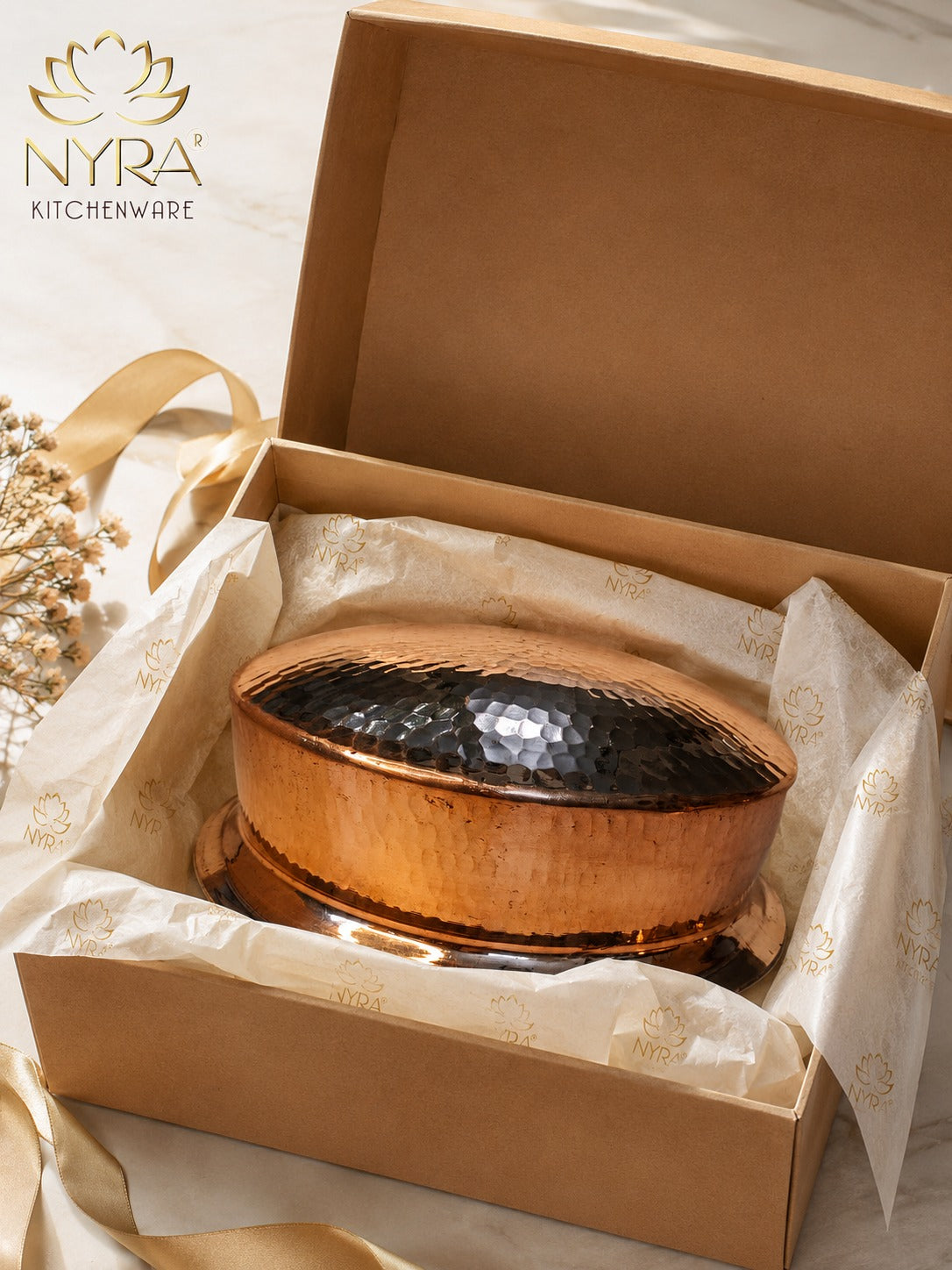 Premium Hammered Copper Lagan/Cooking Pot with Kalai/Tin Coating
