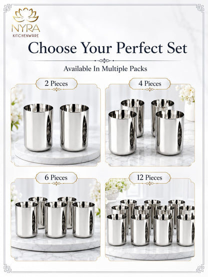 Heavy Gauge Stainless Steel Glass/Tumbler - 400 ML Drinkware Set