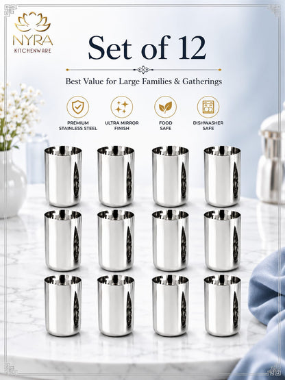 Heavy Gauge Stainless Steel Glass/Tumbler - 400 ML Drinkware Set