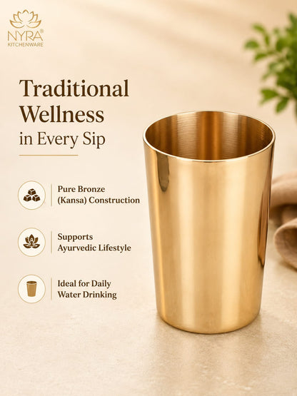 Pure Bronze Water Glass (Kansa / Phool) | Ayurvedic Drinking Tumbler