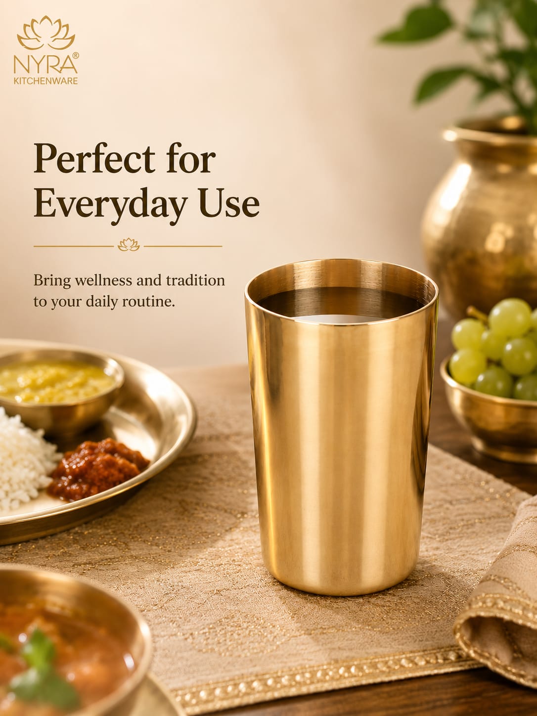 Pure Bronze Water Glass (Kansa / Phool) | Ayurvedic Drinking Tumbler