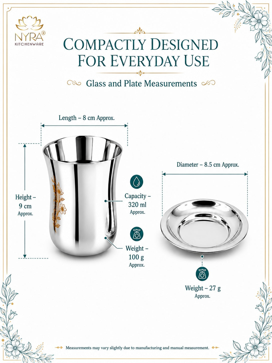 Stainless Steel Lazer Print Glass With Lid | Water/Milk Tumbler - Durable, Rust-Free Drinkware Set