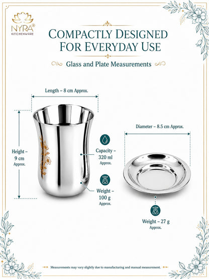 Stainless Steel Lazer Print Glass With Lid | Water/Milk Tumbler - Durable, Rust-Free Drinkware Set
