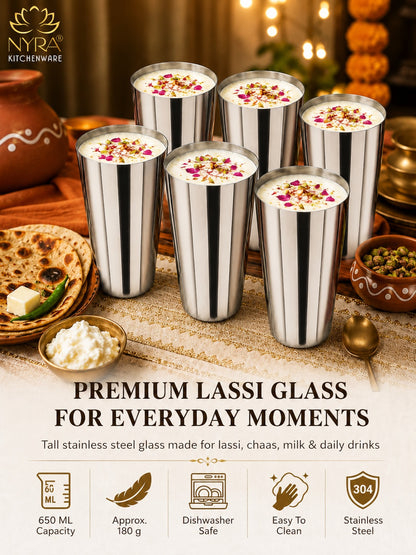 Stainless Steel Premium Lassi Glass - 650ml Multipurpose Drinkware Set