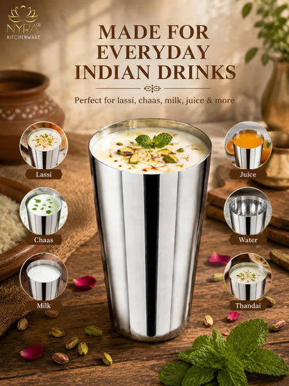 Stainless Steel Premium Lassi Glass - 650ml Multipurpose Drinkware Set