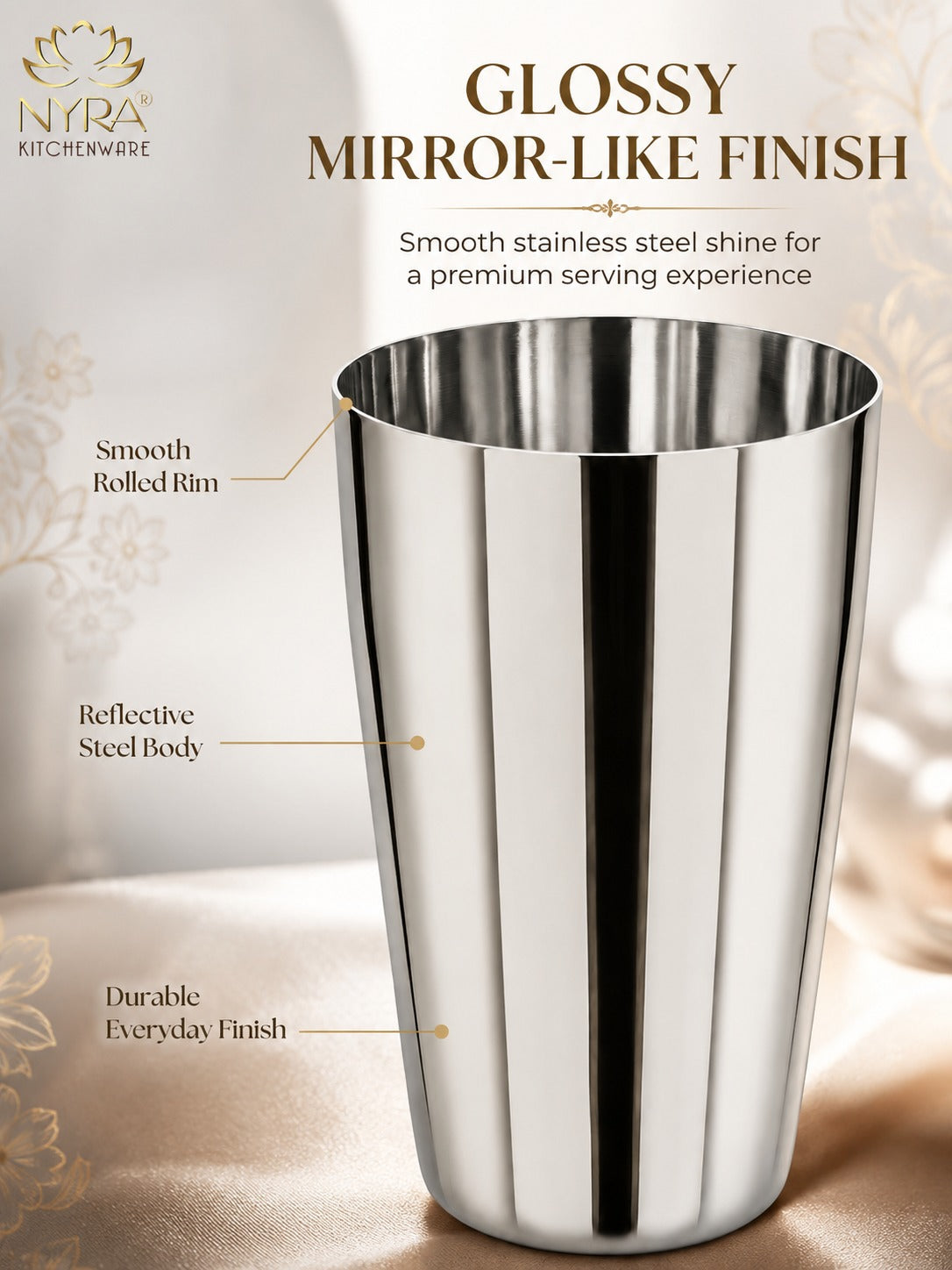 Stainless Steel Premium Lassi Glass - 650ml Multipurpose Drinkware Set