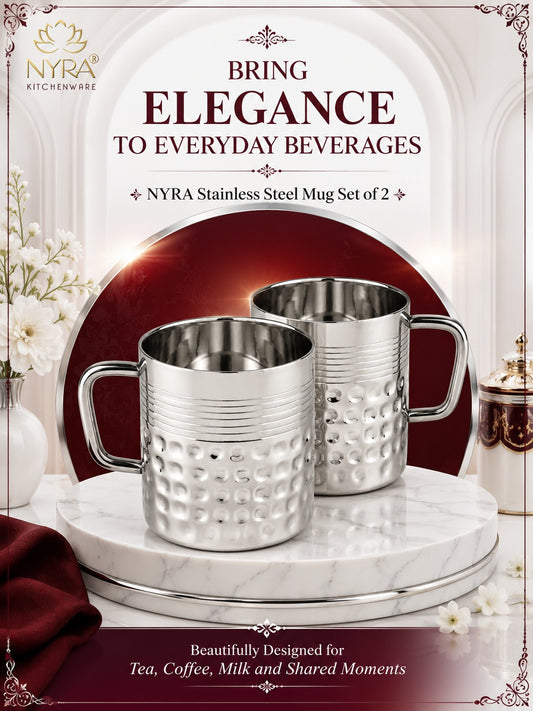 Stainless Steel Hammered Finish Double-Walled Insulated Cup Set of 2pcs.