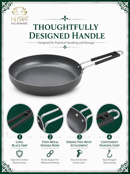 Iron Fry Pan with Handle | Induction Base Frying & Tadka Pan