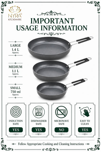 Iron Fry Pan with Handle | Induction Base Frying & Tadka Pan