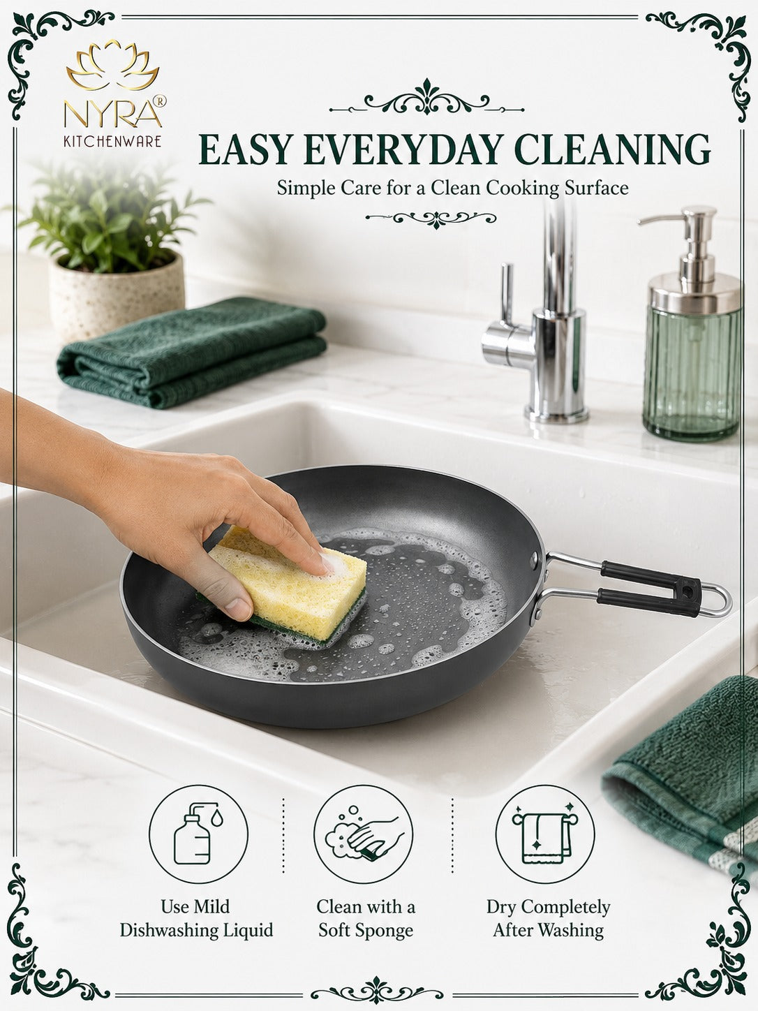 Iron Fry Pan with Handle | Induction Base Frying & Tadka Pan