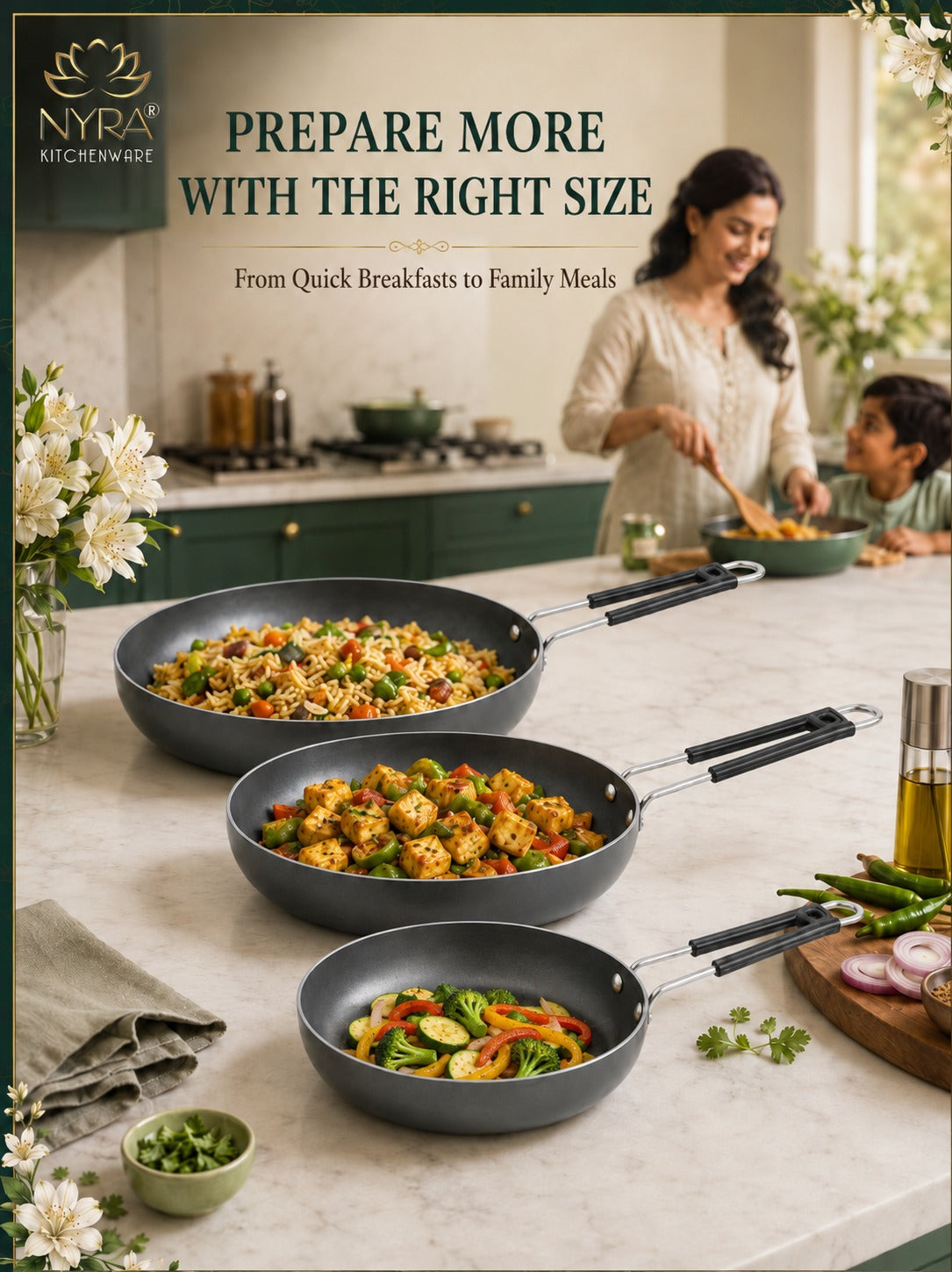 Iron Fry Pan with Handle | Induction Base Frying & Tadka Pan