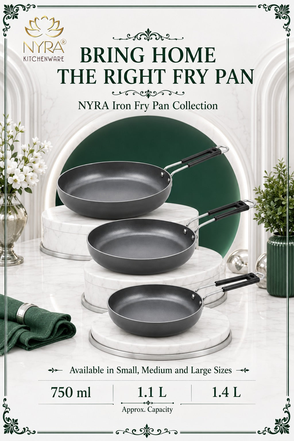 Iron Fry Pan with Handle | Induction Base Frying & Tadka Pan