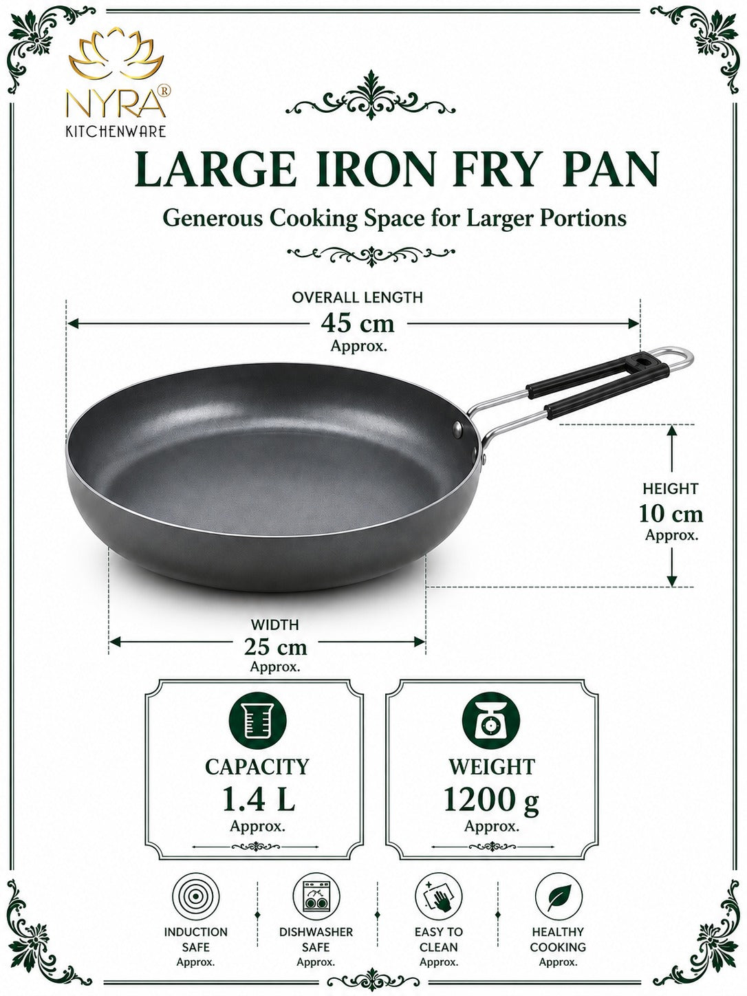 Iron Fry Pan with Handle | Induction Base Frying & Tadka Pan
