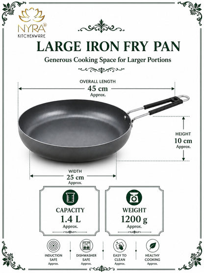 Iron Fry Pan with Handle | Induction Base Frying & Tadka Pan