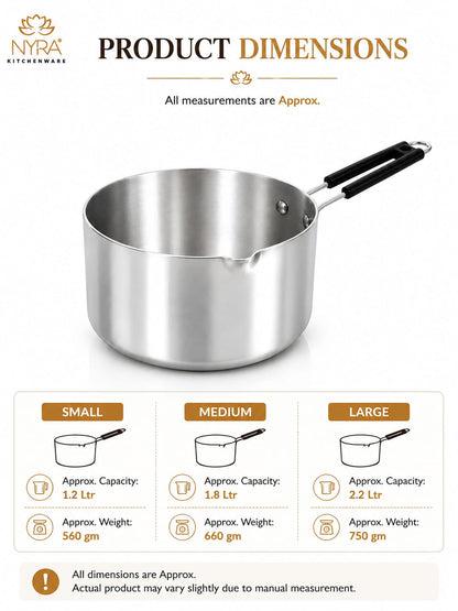Aluminum Induction Sauce Pan with Steel Lid, Riveted PVC Handle & Swivel Hook