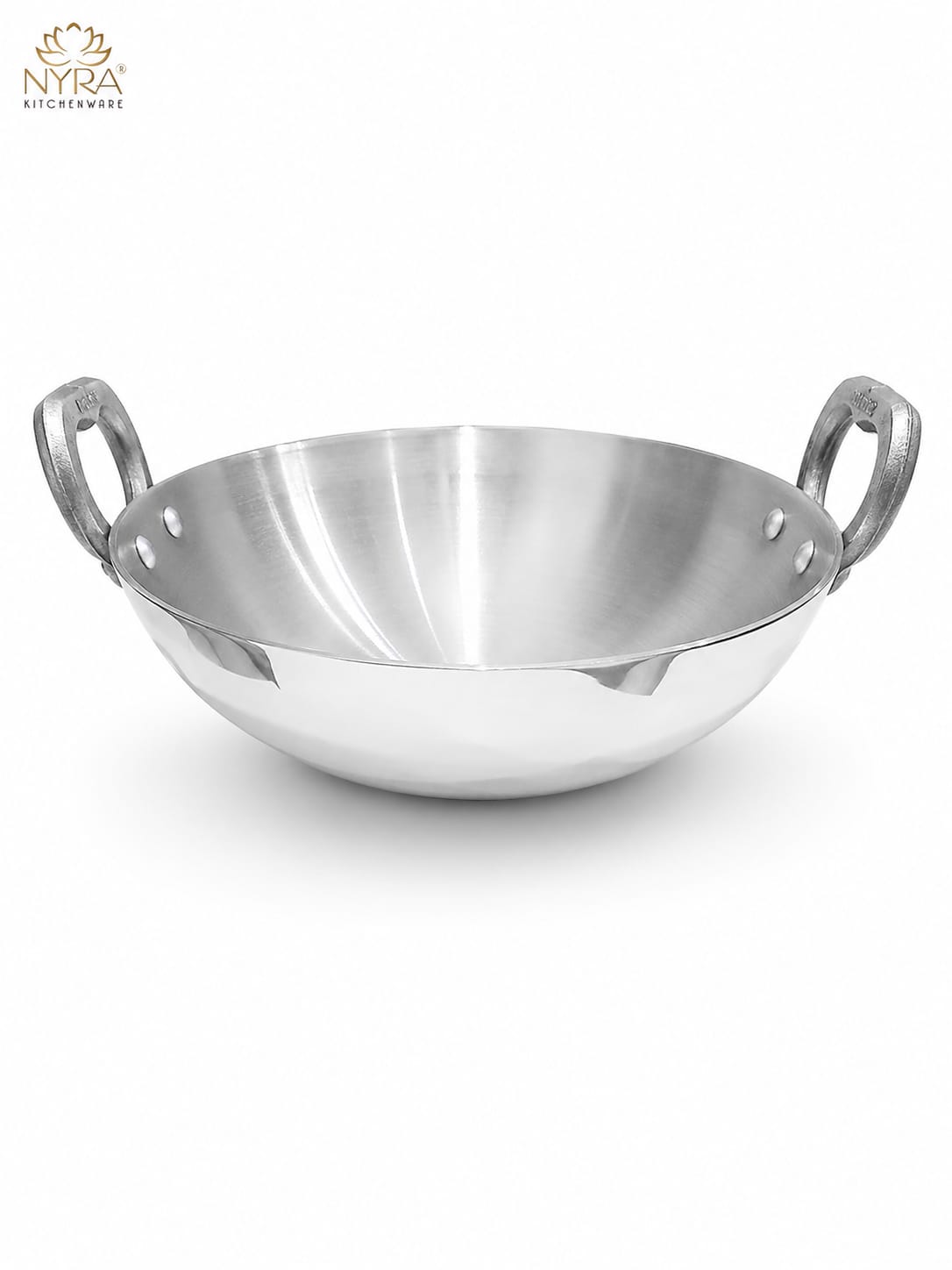 Aluminium Wok/Kadhai with Sturdy Handle - 4 Sizes