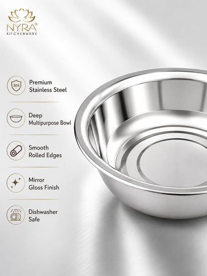 Stainless Steel Deep Mixing Bowl | Multipurpose Kitchen Prep