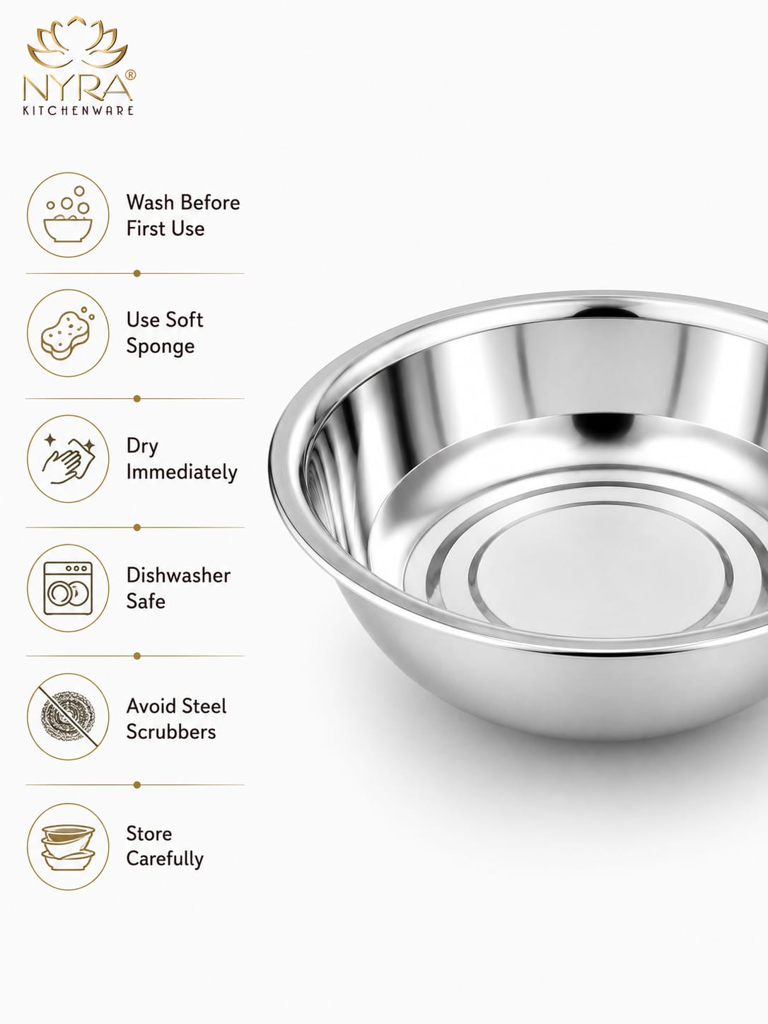 Stainless Steel Deep Mixing Bowl | Multipurpose Kitchen Prep