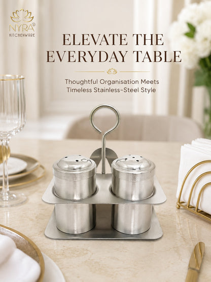 Stainless Steel Salt Pepper Sprinkler with Napkin Holder