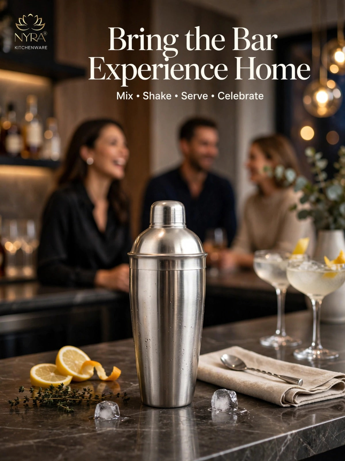 Stainless Steel Cocktail Shaker | Classic Bar Tool for Mixing Drinks, Mocktails & Cocktails |
