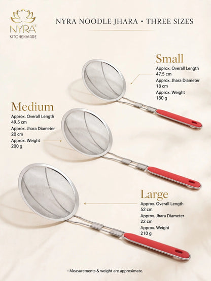Stainless Steel Deep Fry Set with U-Shape Wooden Handle Jhara/Mesh/Wire/Skimmer/Puri Strainer for Kitchen