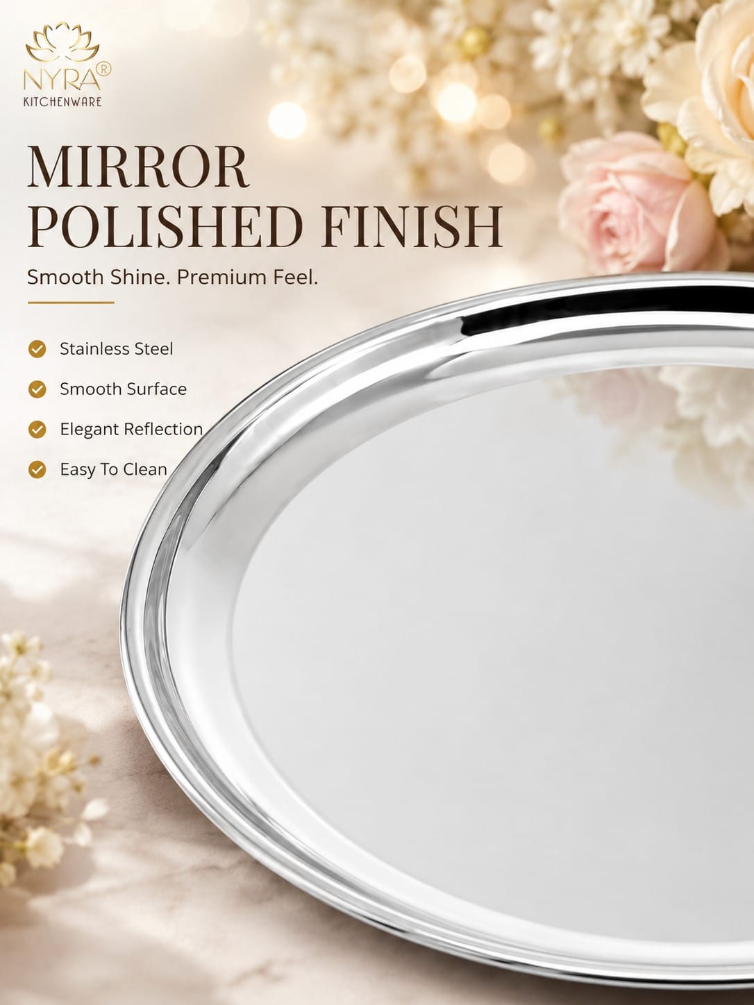 Stainless Steel Plates Set - Heavy Gauge Steel Lunch/Dinner Plates