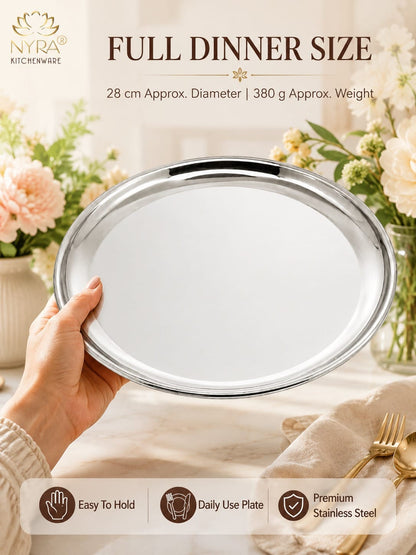 Stainless Steel Plates Set - Heavy Gauge Steel Lunch/Dinner Plates