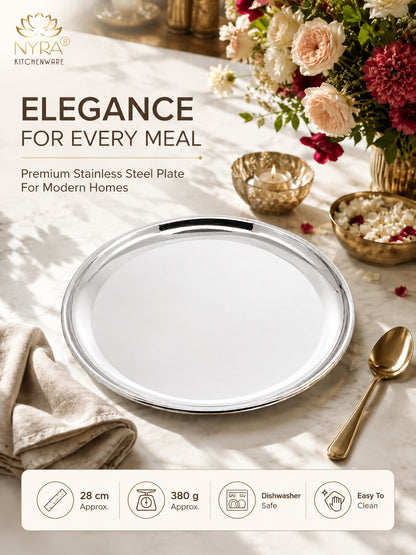 Stainless Steel Plates Set - Heavy Gauge Steel Lunch/Dinner Plates