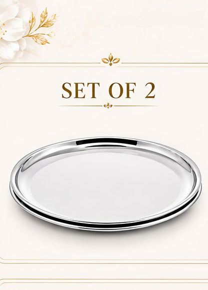 Stainless Steel Plates Set - Heavy Gauge Steel Lunch/Dinner Plates